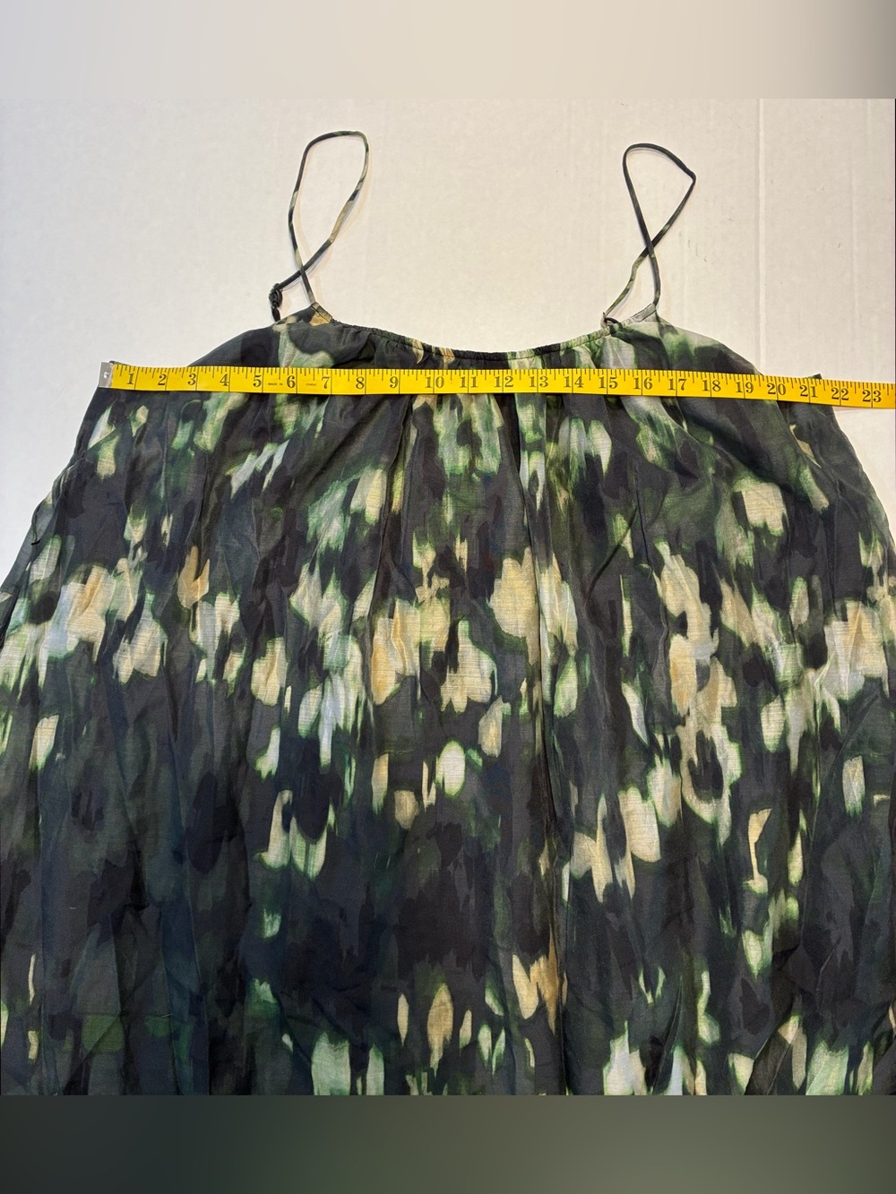 Banana Republic Size Large Organza Tie-Waist Maxi Dress in Green Print - Picture 6 of 9